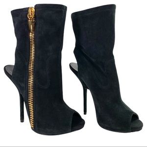 Giuseppe Zanotti Alien Boots Booties Black Suede Open Toe Cut Out